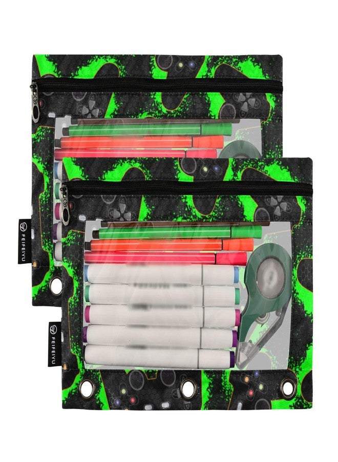 Glaphy Cool Video Game Zipper Pencil Pouch 3 Ring Binder, Clear Window Pencil Case Bags Daily Office Supplies 2 Pack - Image 2