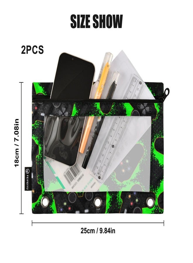 Glaphy Cool Video Game Zipper Pencil Pouch 3 Ring Binder, Clear Window Pencil Case Bags Daily Office Supplies 2 Pack - Image 3
