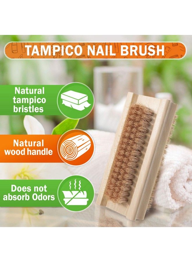 KONEX Nonslip Wooden Twosided Hand And Nail Brush With Tampico Fiber Bristle. Fingernail Brush With Beechwood Body And Plant Based Fibers - Image 3