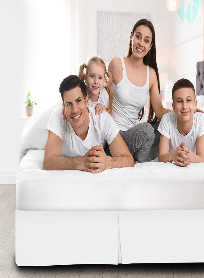 Crown Collection تنورة سرير كاملة الحجم 54x75 بوصة من القطن المصري 100% بجودة ممتازة 800-TC مع طيات مربعة وطول إسقاط 14 بوصة مع زوايا مقسومة، سهلة التركيب، مقاومة للتجاعيد والتلاشي. - Image 5