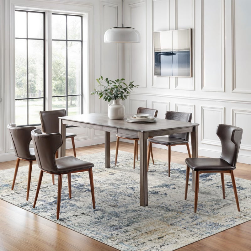 Soalmost Abstract Rug 5x7 Machine Washable Area Indoor Blue Yellow Low Pile Non-Slip Foldable Thin Accent Rugs for Bedroom Living Room Dining Room - Image 3