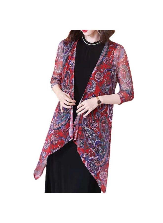 Song Feng Ya Mid-length Shawl Seven-point Sleeve W En's Sunscreen Clothing Summer New Cardigan Outerwear Printed Air Conditioning Shirt - Image 2