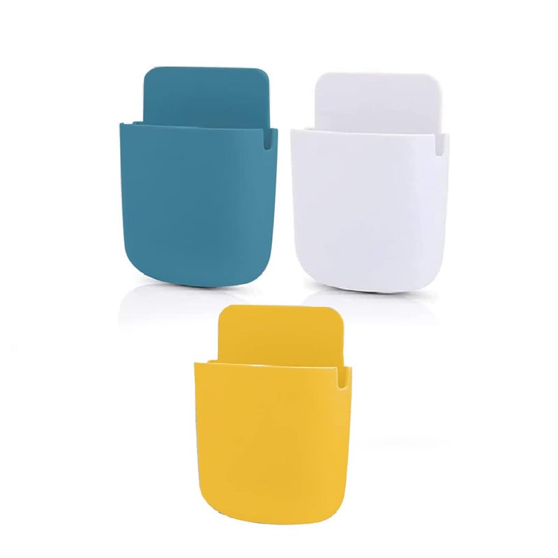 Homestic Remote & Phone Holder|Wall Mounted Mobile Holder|Premium PP Build|Easy Installation|Multipurpose Wall Stand For Phone, Remote, Brush, & Other Accessories|Pack of 3|E5397Iv8I|Multicolor - Image 1