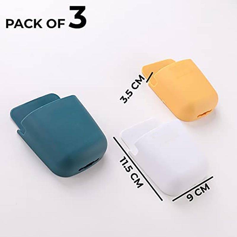 Homestic Remote & Phone Holder|Wall Mounted Mobile Holder|Premium PP Build|Easy Installation|Multipurpose Wall Stand For Phone, Remote, Brush, & Other Accessories|Pack of 3|E5397Iv8I|Multicolor - Image 2