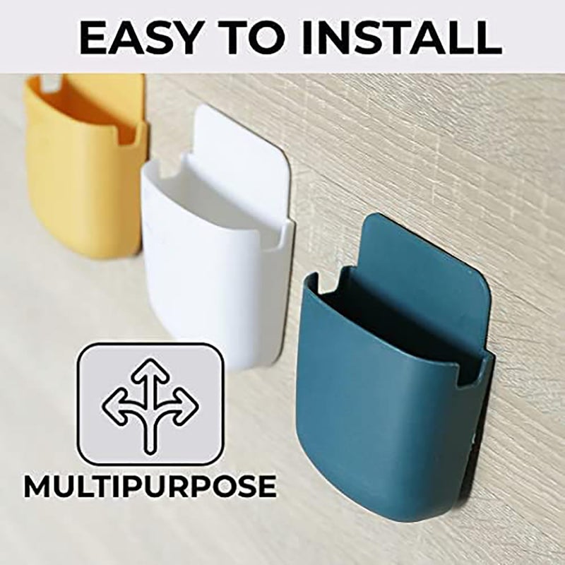 Homestic Remote & Phone Holder|Wall Mounted Mobile Holder|Premium PP Build|Easy Installation|Multipurpose Wall Stand For Phone, Remote, Brush, & Other Accessories|Pack of 3|E5397Iv8I|Multicolor - Image 3