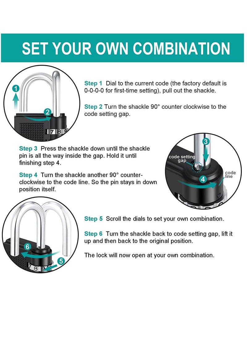 4 Digit Combination Lock Resettable Dial Combination Locker Lock for Gym and School Weatherproof Outdoor Hasp Combination Lock for Door Gates - Image 4