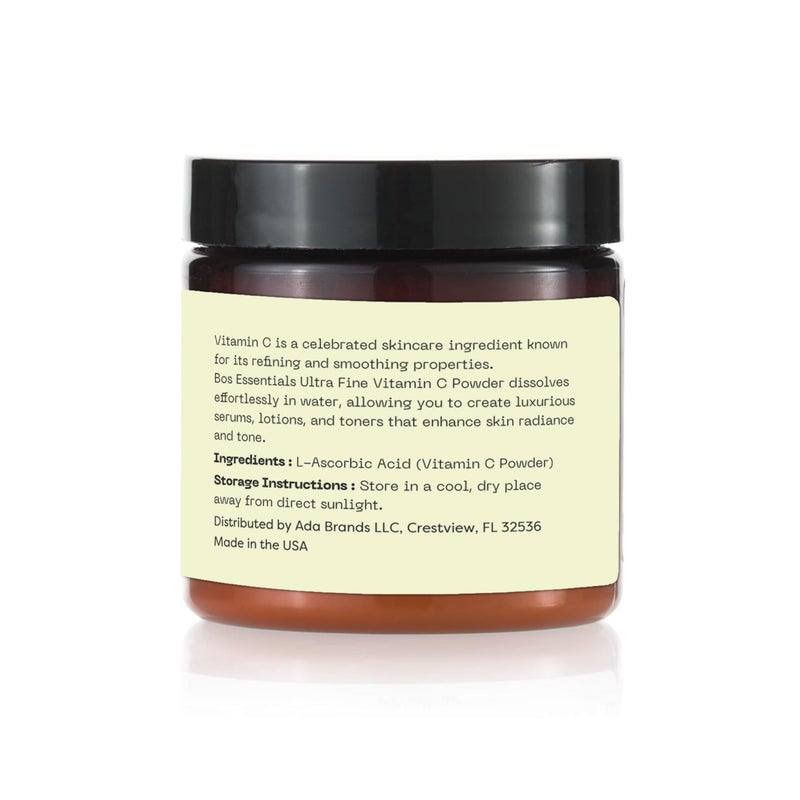 Bos Essentials Ultra Fine Vitamin C Powder, 100% Pure Ascorbic Acid, Non-GMO, Cosmetic-Grade, Dissolves Instantly for DIY Serums, creams, and toners - Image 4