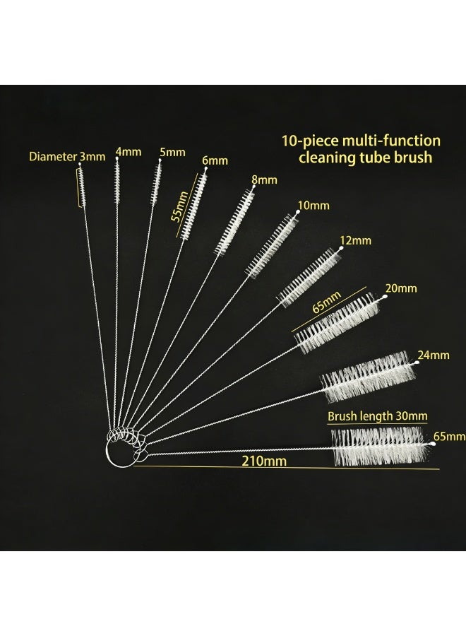 304 stainless steel nylon test tube brush 10 piece set 10 piece set straw brush cup brush pipe cleaning brush nylon brush - Image 1