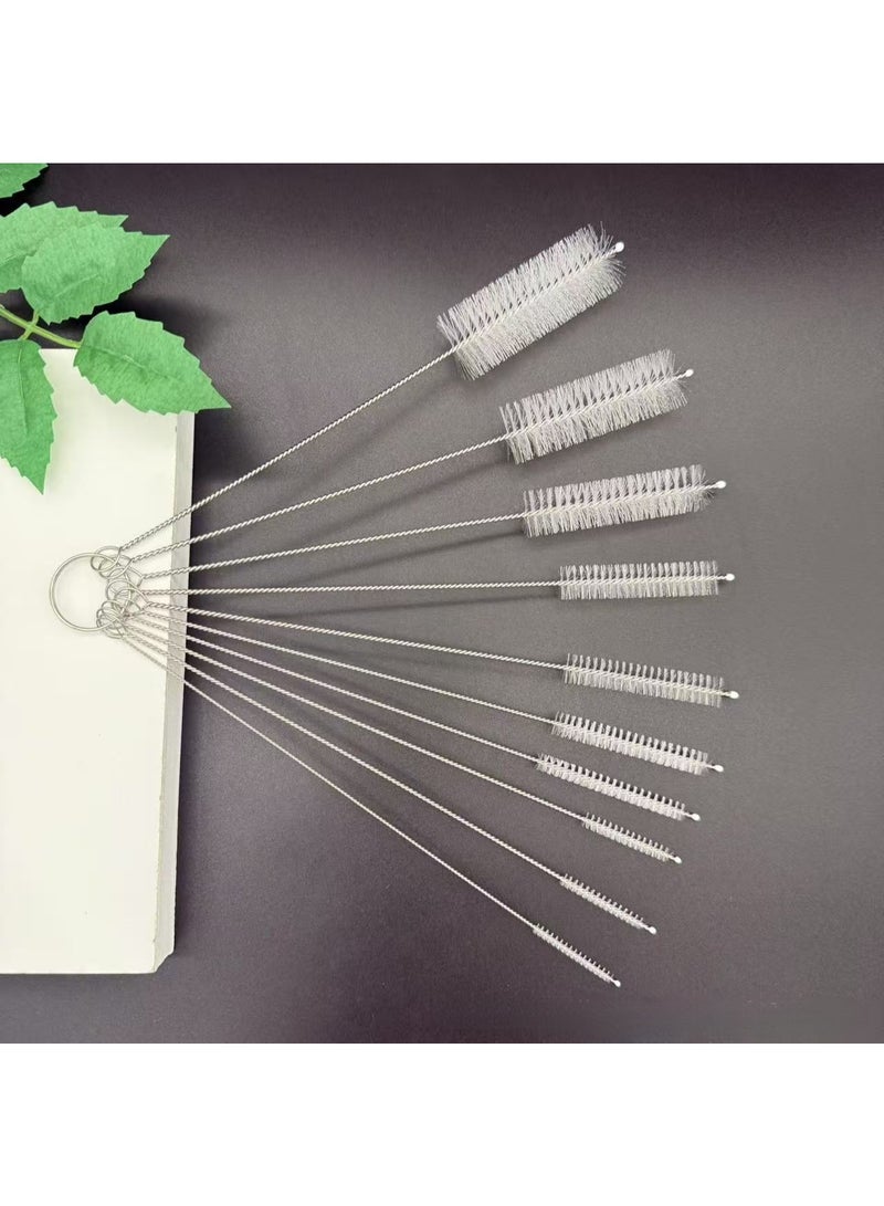 304 stainless steel nylon test tube brush 10 piece set 10 piece set straw brush cup brush pipe cleaning brush nylon brush - Image 2