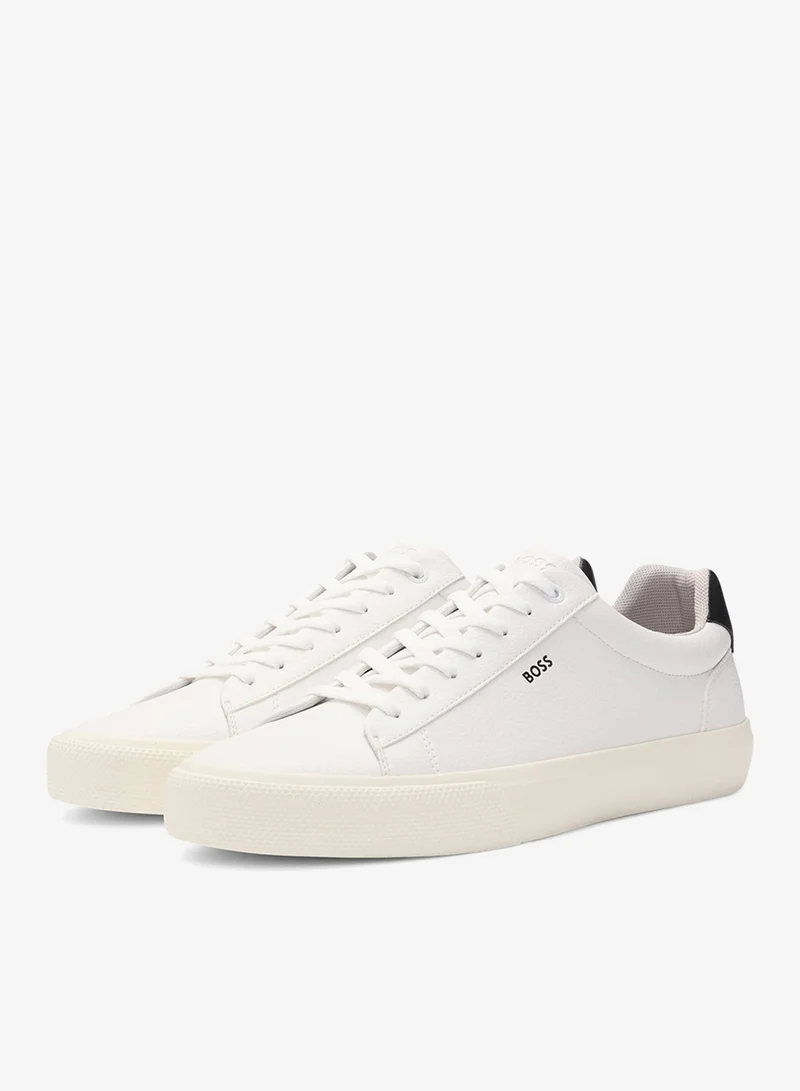 BOSS Faux-leather trainers with contrast backtab