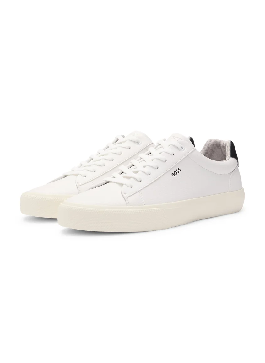 بوس Faux-leather trainers with contrast backtab