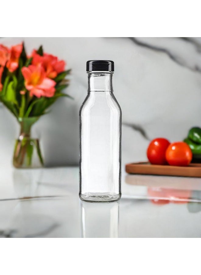 JUVITUS JUVITUS 12 oz Professional Clear Glass Thick Wall Sauce Bottle with Drip Resistant Flip Top Cap (4 Pack) for BBQ Sauce, Salad Dressings, more  - Image 4