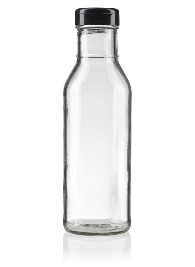 JUVITUS JUVITUS 12 oz Professional Clear Glass Thick Wall Sauce Bottle with Drip Resistant Flip Top Cap (4 Pack) for BBQ Sauce, Salad Dressings, more  - Image 5