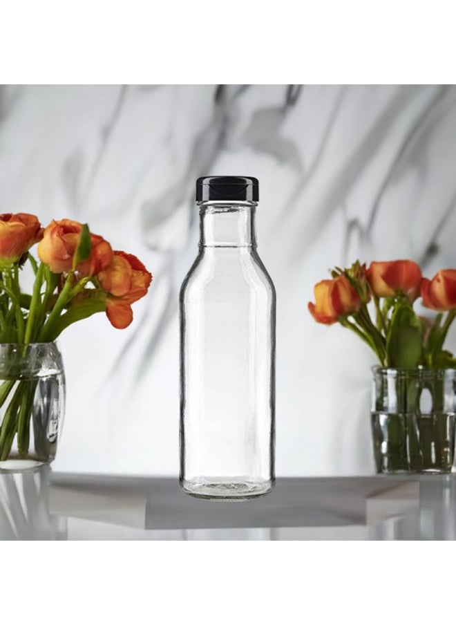 JUVITUS JUVITUS 12 oz Professional Clear Glass Thick Wall Sauce Bottle with Drip Resistant Flip Top Cap (4 Pack) for BBQ Sauce, Salad Dressings, more  - Image 3