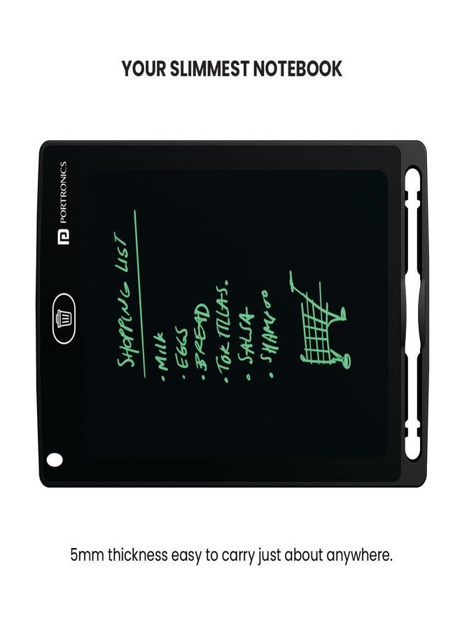 بورترونيكس لوحة الكتابة الإلكترونية القابلة لإعادة الكتابة Portronics Ruffpad 8.5E بشاشة LCD مقاس 21.5 سم (8.5 بوصة) للرسم واللعب والكتابة اليدوية، هدية للأطفال والكبار (أسود). - Image 2