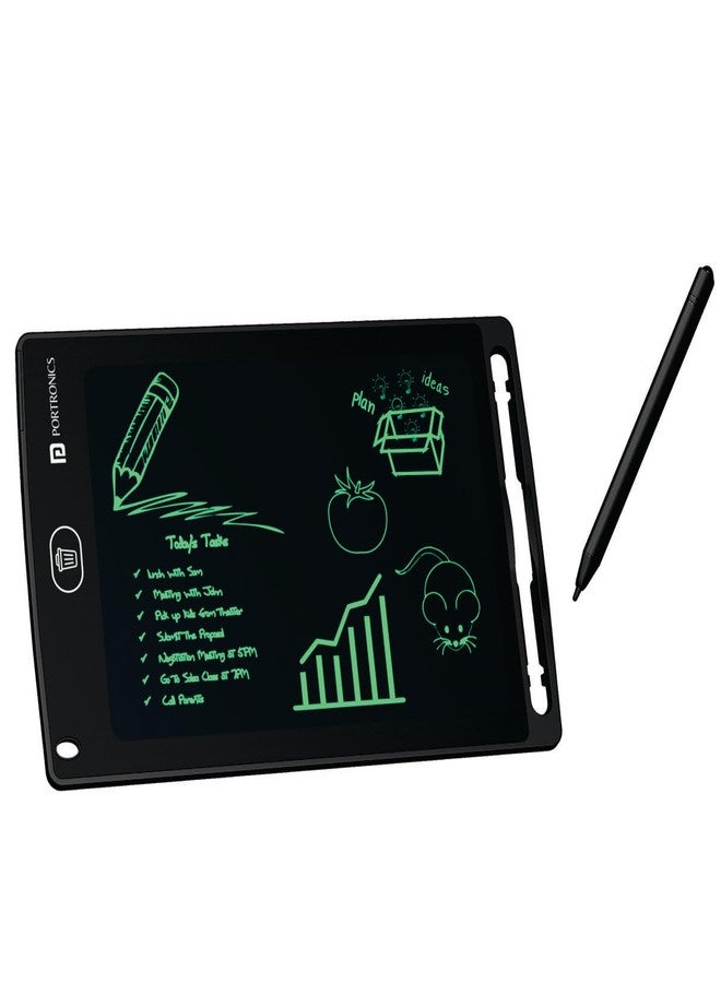 بورترونيكس لوحة الكتابة الإلكترونية القابلة لإعادة الكتابة Portronics Ruffpad 8.5E بشاشة LCD مقاس 21.5 سم (8.5 بوصة) للرسم واللعب والكتابة اليدوية، هدية للأطفال والكبار (أسود). - Image 1