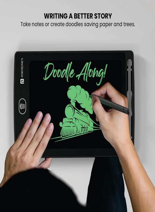 بورترونيكس لوحة الكتابة الإلكترونية القابلة لإعادة الكتابة Portronics Ruffpad 8.5E بشاشة LCD مقاس 21.5 سم (8.5 بوصة) للرسم واللعب والكتابة اليدوية، هدية للأطفال والكبار (أسود). - Image 4