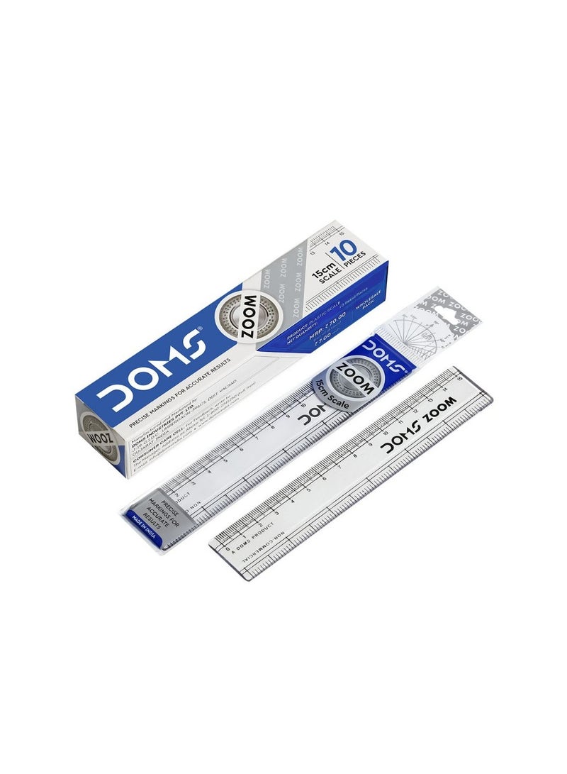 DOMS 15cm Transparent Scale (Pack of 10)