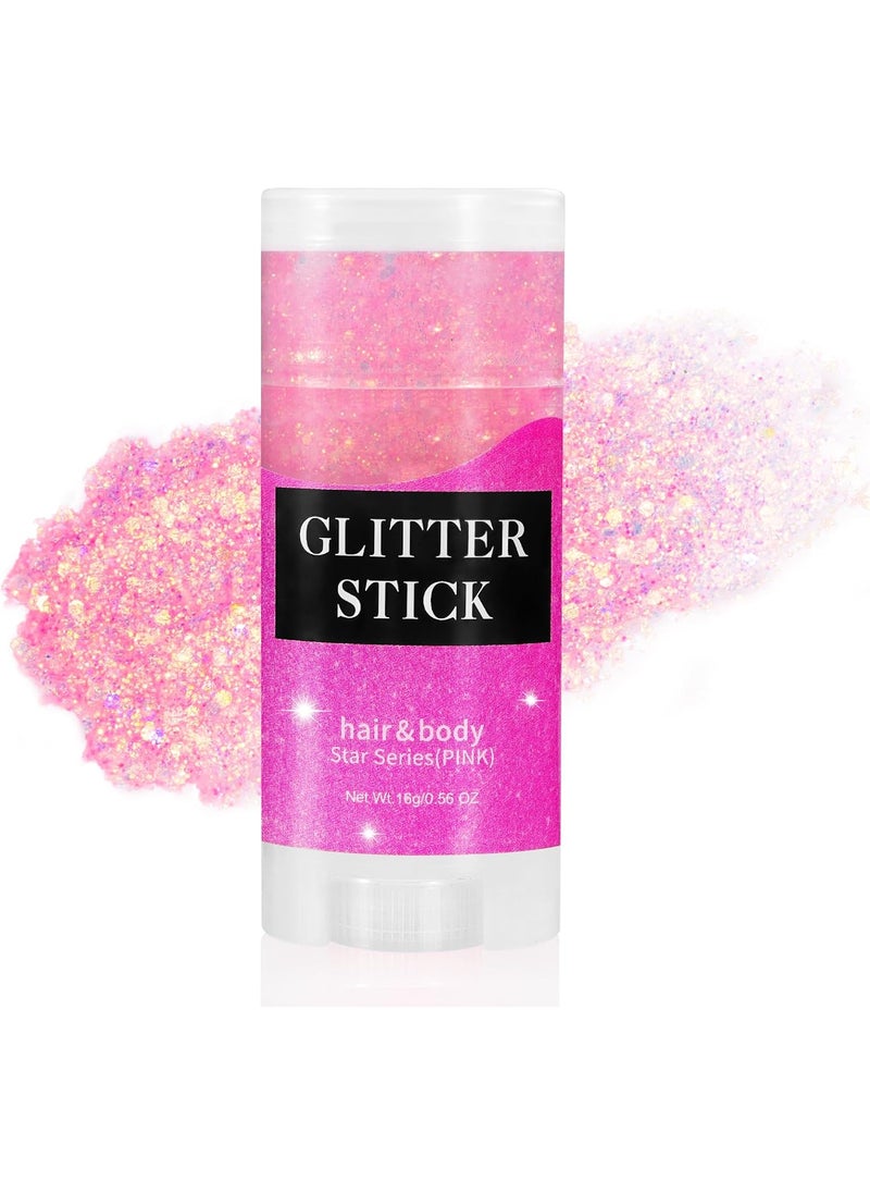 Mysense - Mysense Pink Body Glitter Stick, Singer Concert Outfit Face Glitter Makeup, Festival Rave Pride Accessories, Hair Glitter Gel for Kids Women, Sparkling Mermaid Sequin Chunky Glitter Face Paint, 0.56oz - Image 1
