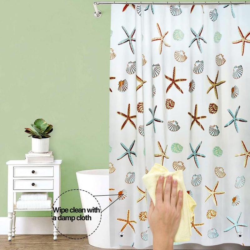 Myratts Plastic Shower Liner - Premium PEVA 4G Shower Curtain Liner with Rustproof Grommets and 3 Weighted Magnets, Waterproof Shower Curtains for Bathroom (Starfish, 72"x 72") - Image 4