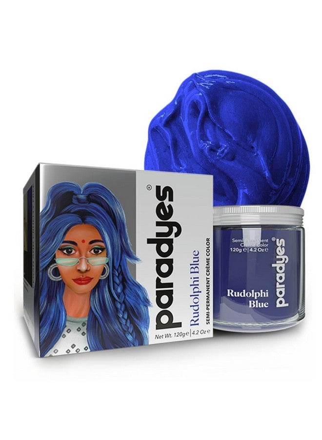 Paradyes Semi-Permanent Rudolphi Blue Diy Conditioner Based Hair Colour Infused With Aloe-Vera, Bhringaraj, Brahmi, Almonds & Amla 120 Gm  - Image 1