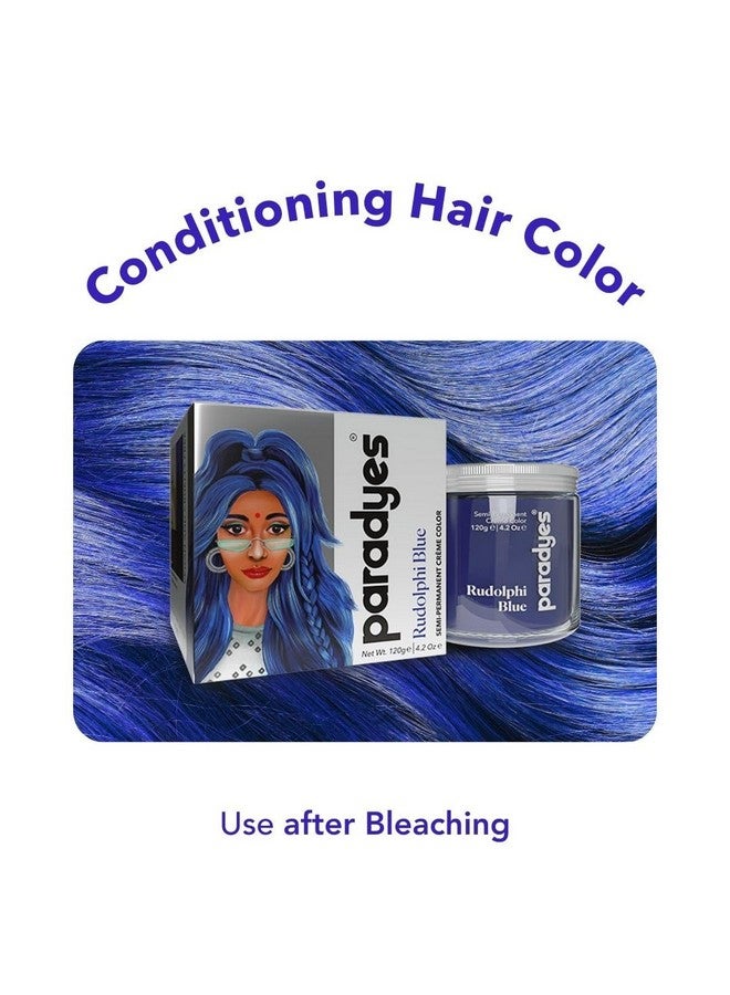 Paradyes Semi-Permanent Rudolphi Blue Diy Conditioner Based Hair Colour Infused With Aloe-Vera, Bhringaraj, Brahmi, Almonds & Amla 120 Gm  - Image 2