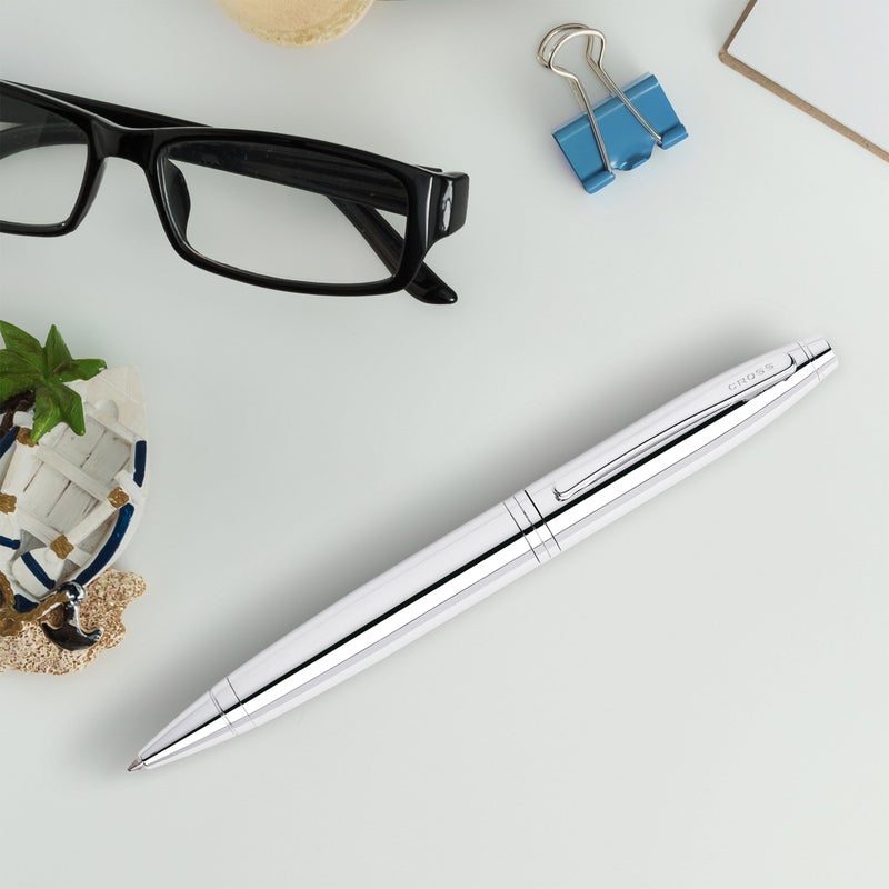 Cross Calais Refillable Ballpoint Pen Presented in a Luxury Gift Box - Medium Point, Black Ink, Polished Chrome - Image 3