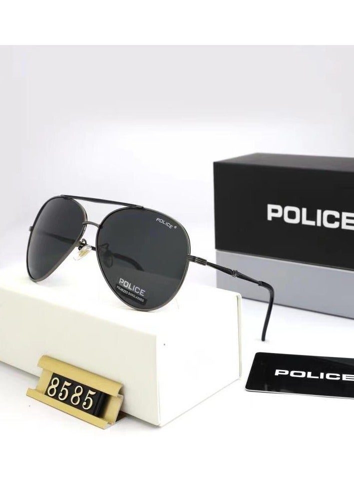 POLICE New Men's Sun Polarized Glasses,Cycling Sunglasses, Protects You from UV Rays Metal High-end Sunglasses Black Frame Black Gold - Image 1