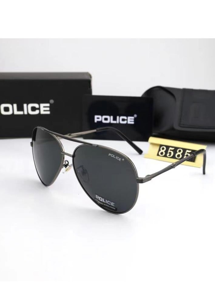 POLICE New Men's Sun Polarized Glasses,Cycling Sunglasses, Protects You from UV Rays Metal High-end Sunglasses Black Frame Black Gold - Image 2