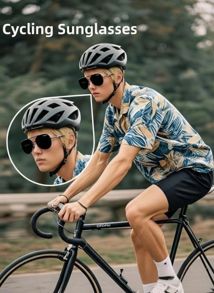 POLICE New Men's Sun Polarized Glasses,Cycling Sunglasses, Protects You from UV Rays Metal High-end Sunglasses Black Frame Black Gold - Image 3