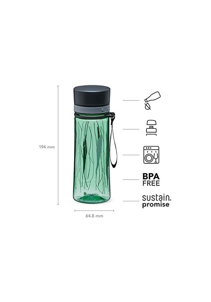 Aladdin Aveo Water Bottle 0.35L Basil Green Leaf Print - Image 3
