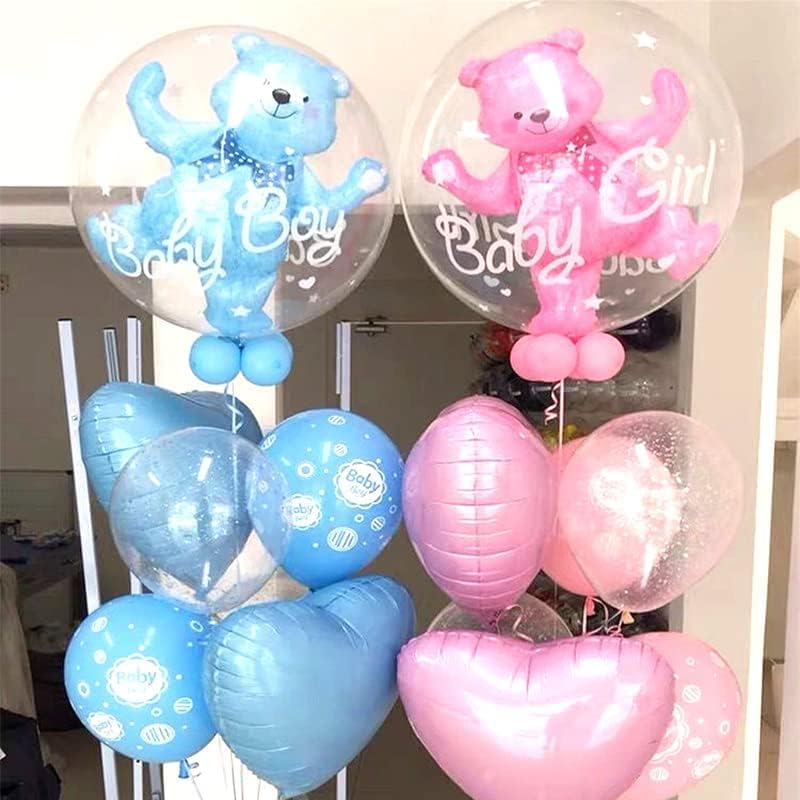 Yamibobo Kid's Gender Reveal 4D Transparent Bubble Bear Foil Balloons Shower Decorations (Pink) - Image 5