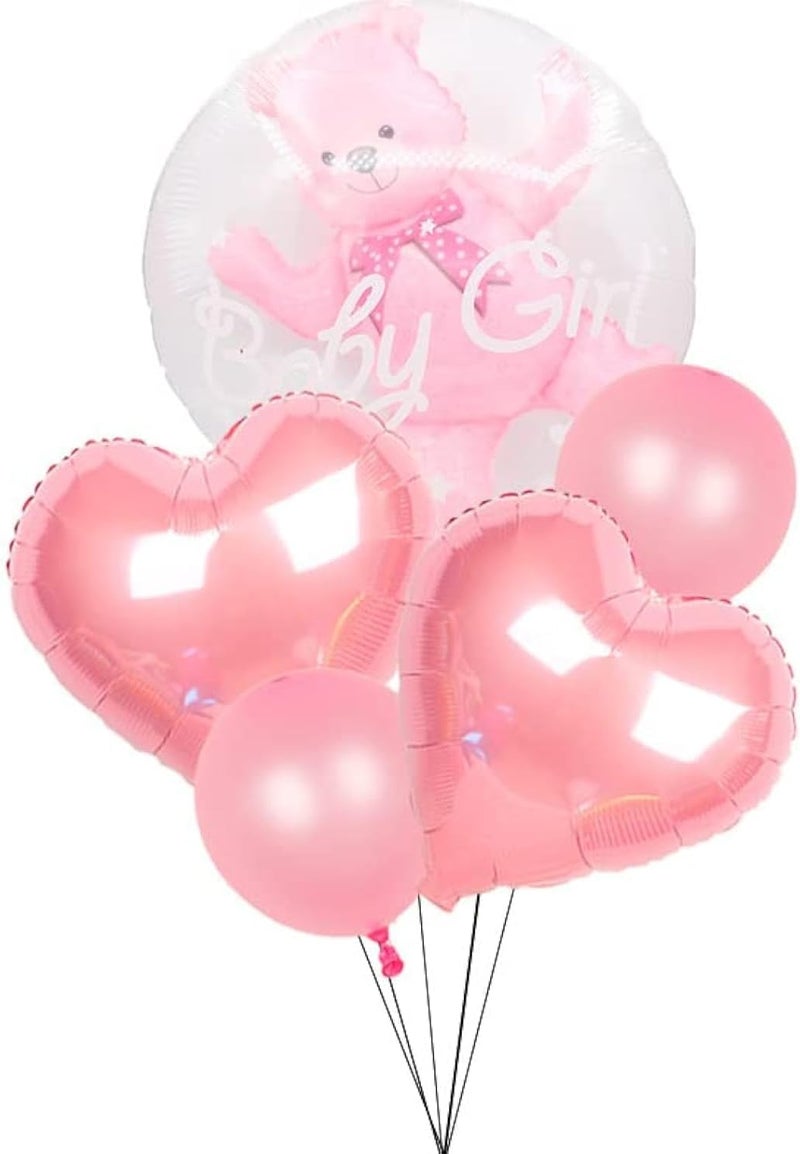 Yamibobo Kid's Gender Reveal 4D Transparent Bubble Bear Foil Balloons Shower Decorations (Pink) - Image 1