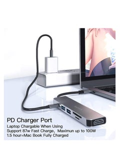 TYCOM Tycom USB C Hub Multiport Adapter - 6 in 1 Portable Space Aluminum Dongle with 4K HDMI Output, 2 USB 3.0 Ports, Type-C Charging Port, SD/Micro SD Card Reader Compatible for Macbook More Type C Devices  - Image 3