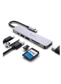 TYCOM Tycom USB C Hub Multiport Adapter - 6 in 1 Portable Space Aluminum Dongle with 4K HDMI Output, 2 USB 3.0 Ports, Type-C Charging Port, SD/Micro SD Card Reader Compatible for Macbook More Type C Devices  - Image 1