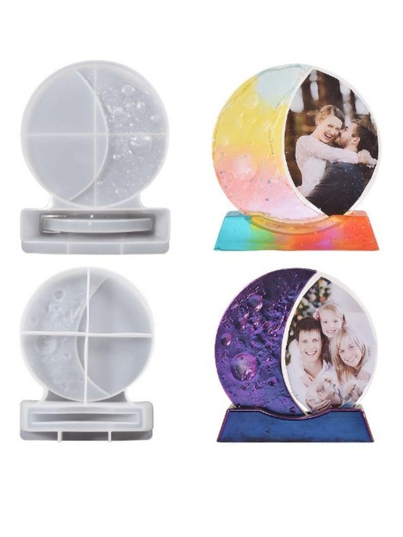 Snoogg Pack of 1 Silicone Mold Moon Shape Photo Frame with Stand for Epoxy Resin Casting Resin Art for Home Decor, DIY Crafts Project and Handmade Personalized Customize Gifts - Image 1