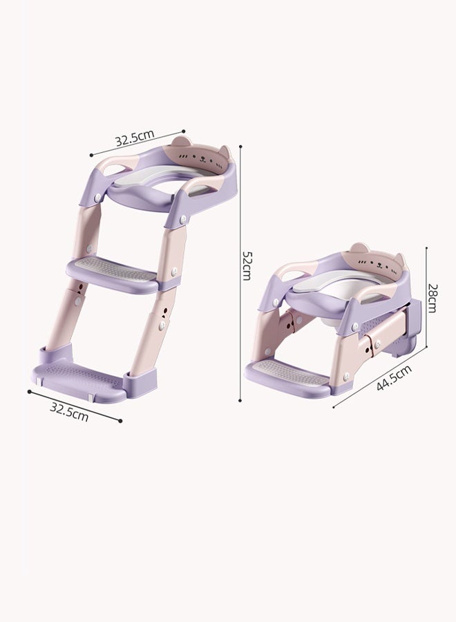 آيسيورا كراسي حمام اطفال مرحاض صغير مقعد تدريب على المرحاض، مقعد تدريب على المرحاض للأطفال مع مقعد للخطوات، كرسي نونية محمول قابل للطي مع مقبض حماية سلم ارتفاع قابل للتعديل، وسادة ناعمة باللون الأبيض للأطفال الصغار الأولاد والبنات - Image 2