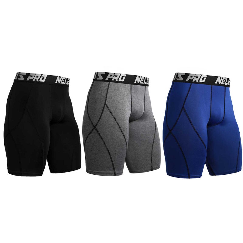3PCS Men Compression Shorts Quick-Dry Breathable Elastic Gym Fitness Tights Running Sportswear - Image 1