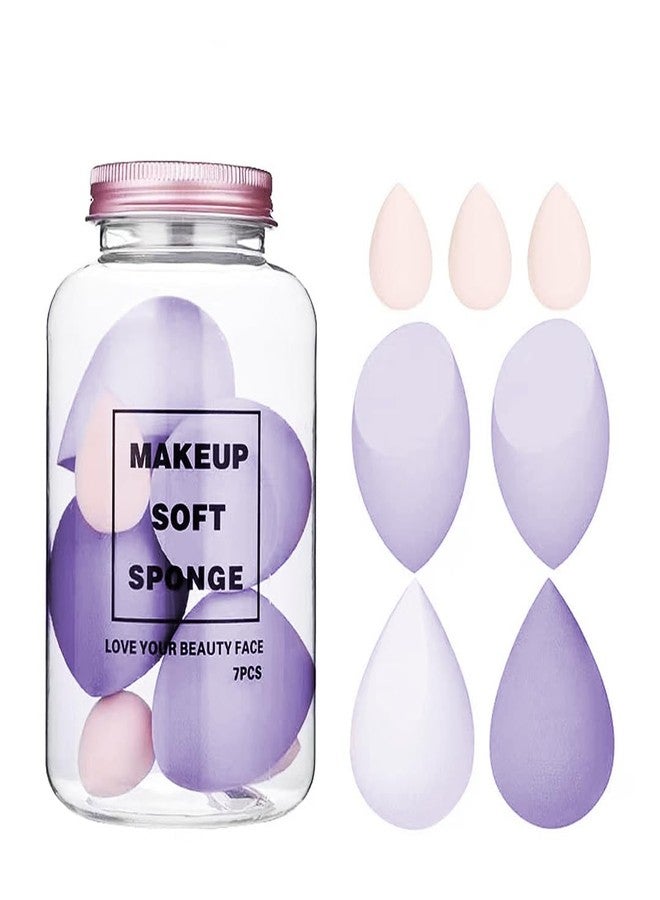 Gleva 7 Pcs Makeup Blender Sponge Set, Soft Egg Shaped Blending Puff for Flawles Makeup, Blender for Liquid Foundation, Cream, Powder, Wet & Dry Makeup Applicator for Girls & Women - Image 1