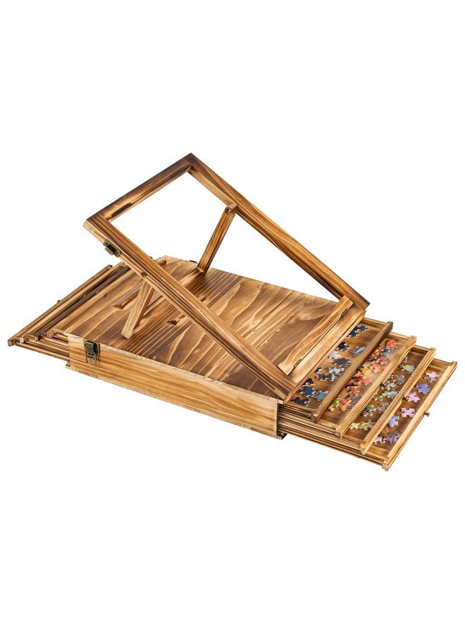 Lavievert Jigsaw Puzzle Sorting Trays & Puzzle Bracket Set, Adjustable Puzzle Easel Holder for Puzzle Board, Wooden Puzzle Sorters with Drawer Design for Up to 1500 Pieces - Comes with NO Puzzle Board - Image 1