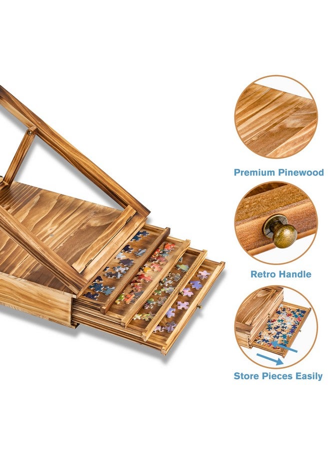 Lavievert Jigsaw Puzzle Sorting Trays & Puzzle Bracket Set, Adjustable Puzzle Easel Holder for Puzzle Board, Wooden Puzzle Sorters with Drawer Design for Up to 1500 Pieces - Comes with NO Puzzle Board - Image 4