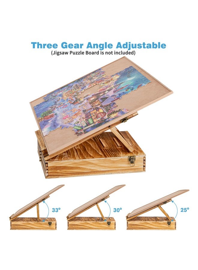 Lavievert Jigsaw Puzzle Sorting Trays & Puzzle Bracket Set, Adjustable Puzzle Easel Holder for Puzzle Board, Wooden Puzzle Sorters with Drawer Design for Up to 1500 Pieces - Comes with NO Puzzle Board - Image 3