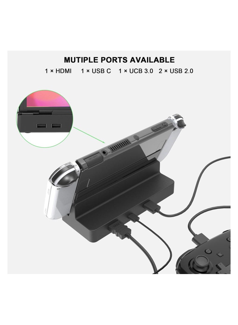 TV Dock Station for Nintendo Switch/Switch OLED, Portable Charging Dock Station Base with 4K HDMI Adapter/Type C Port/USB Port, USB C Chargeing Ports Replacement for Official Nintendo Switch - Image 5