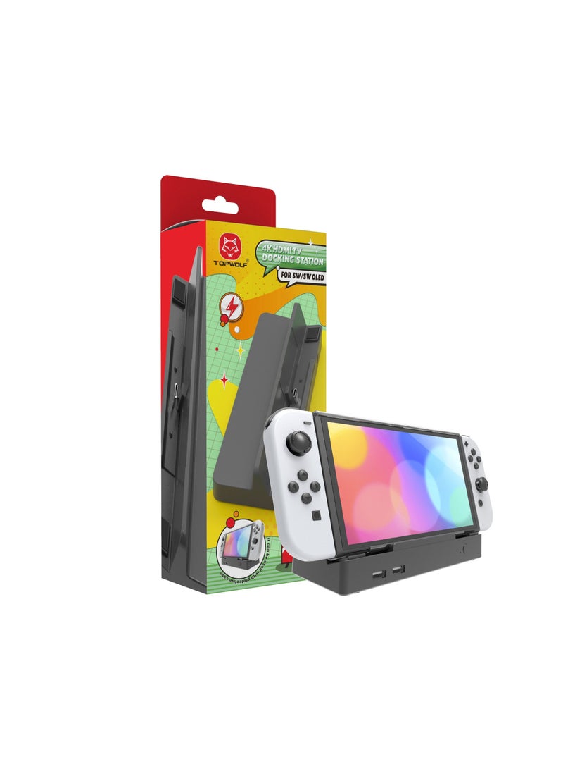 TV Dock Station for Nintendo Switch/Switch OLED, Portable Charging Dock Station Base with 4K HDMI Adapter/Type C Port/USB Port, USB C Chargeing Ports Replacement for Official Nintendo Switch - Image 1