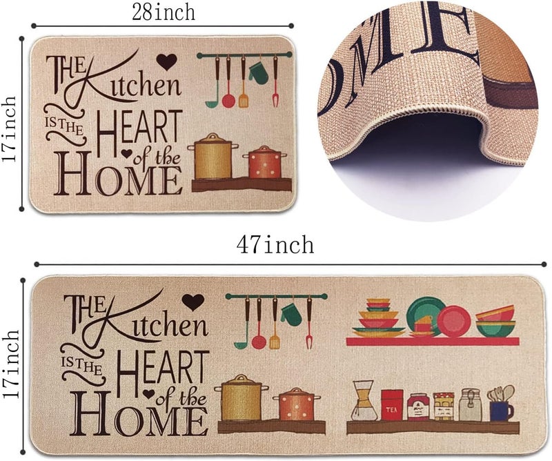 AWOKZA Kitchen mat Kitchen Mats Set of 2 NonSlip Washable Kitchen Floor Rugs with Rubber Backing Holiday Doormat for Home Kitchen AW01 - Image 3