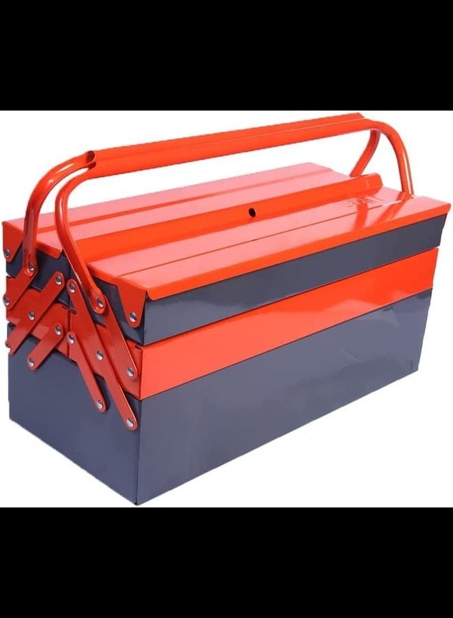 ABBASALI 5 Compartment Double Handle Metal Tool Kit Box for Tool Box for Home Company Workshop and Garage Orange & Grey - Image 1