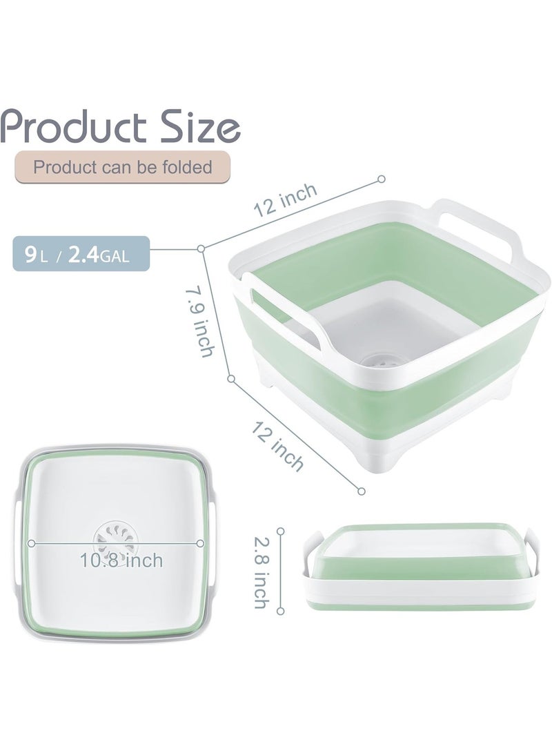 Toriseek 9L (2.4Gallon) Dish Basin Collapsible with Drain Plug Carry Handles, Space Saveing Kitchen Storage Tray Dish Wash Basin, Portable Dish Tub for Camping - Image 3