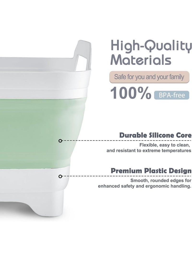 Toriseek 9L (2.4Gallon) Dish Basin Collapsible with Drain Plug Carry Handles, Space Saveing Kitchen Storage Tray Dish Wash Basin, Portable Dish Tub for Camping - Image 4