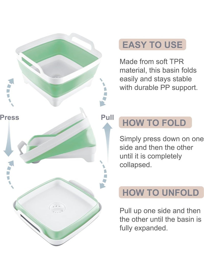 Toriseek 9L (2.4Gallon) Dish Basin Collapsible with Drain Plug Carry Handles, Space Saveing Kitchen Storage Tray Dish Wash Basin, Portable Dish Tub for Camping - Image 5