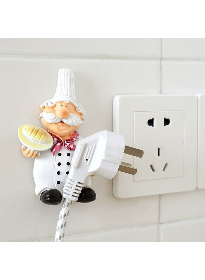 Perfect Pricee - Perfect Pricee 1Pc Cute Cook Fat Chef Design Power Plug Socket Holder Door Wall Mounted Adhesive Hook Hanger Organizer for Kitchen Decor (Random Hands Hang) - Image 1